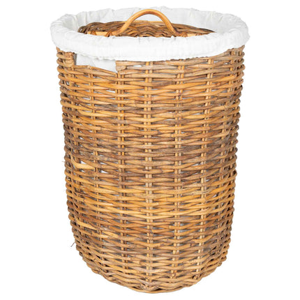 Vasketøjskurv med låg 2 pcs Naturlig Brun Kubu rattan