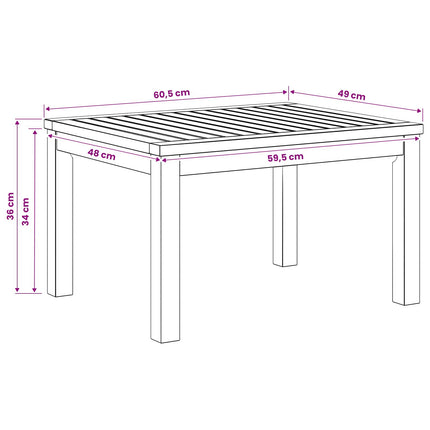 Sofabord Naturfarvet 50 x 60,5 x 36 cm Massivt Akacietræ