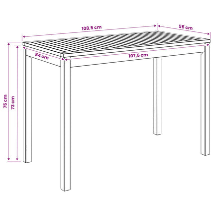 Havemiddagstabel Naturfarvet 108,5 x 55 x 75 cm