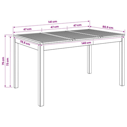 Havemiddagstabel Naturfarvet 141 x 80,5 x 75 cm