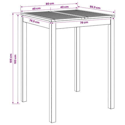 Have Bar Bord Naturfarvet 80 x 80,5 x 105 cm Massivt Akacietræ