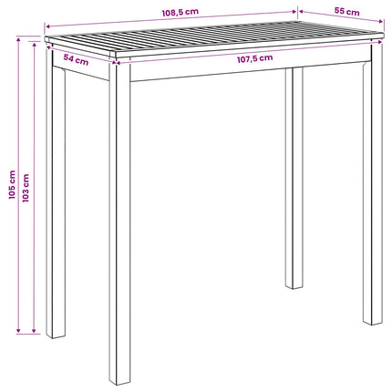 Have Bar Bord Naturfarvet 108,5 x 55 x 105 cm Massivt Akacietræ