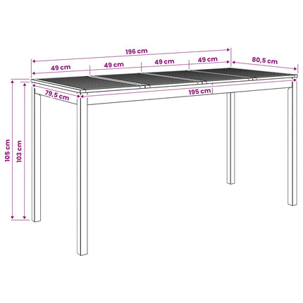 Have Bar Bord Naturfarvet 196 x 80,5 x 105 cm Massivt Akacietræ