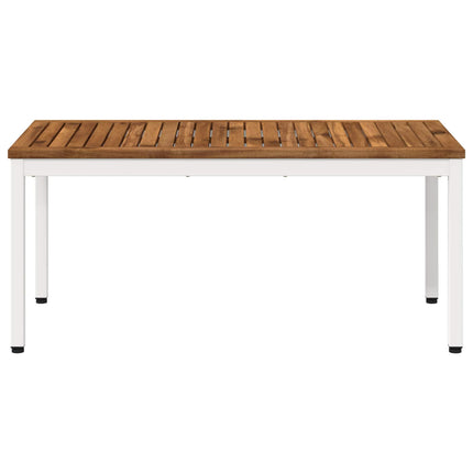 Sofabord Natur og hvid 50 x 100,5 x 45 cm Massivt Akacietræ