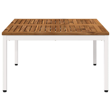 Sofabord Natur og hvid 80 x 80,5 x 45 cm Massivt Akacietræ