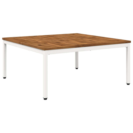 Sofabord Natur og hvid 100 x 100,5 x 45 cm Massivt Akacietræ