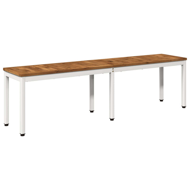Havebænk 161 x 35 x 45 cm Massivt Akacietræ Natur og hvid