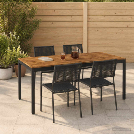 Havemiddagstabel Naturfarvet og sort 180 x 88,5 x 75 cm