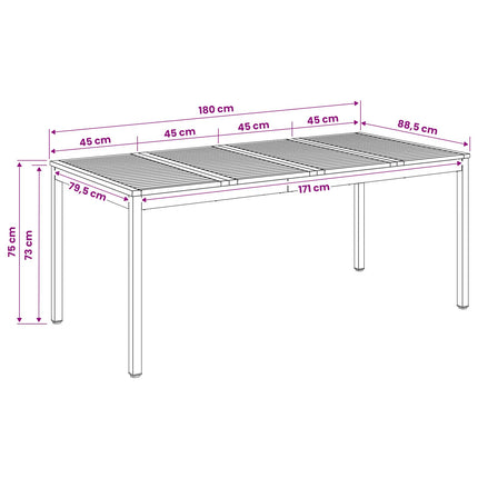 Havemiddagstabel Naturlig og Kaffe 180 x 88,5 x 75 cm
