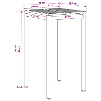 Have Bar Bord Naturfarvet og sort 60 x 60,5 x 105 cm