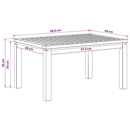 Sofabord Hvid 50 x 68,5 x 36 cm Massivt Akacietræ
