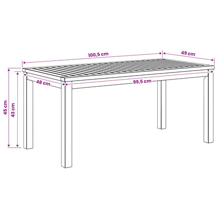 Sofabord Hvid 50 x 100,5 x 45 cm Massivt Akacietræ