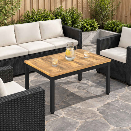 Sofabord Hvid og sort 49 x 68,5 x 36 cm Massivt Akacietræ