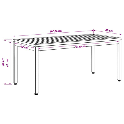 Sofabord Hvid 50 x 100,5 x 45 cm Massivt Akacietræ