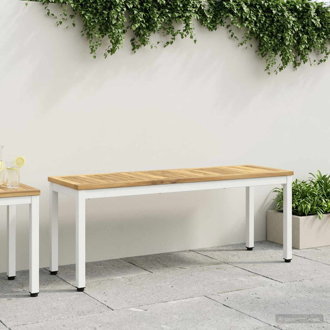 Havebænk 108,5 x 35 x 45 cm Massivt Akacietræ Hvid Rektangulær