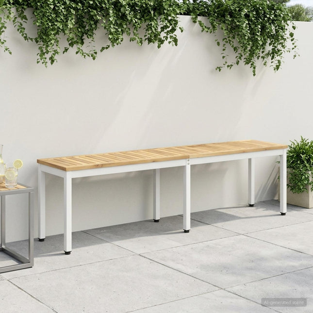 Havebænk 161 x 35 x 45 cm Massivt Akacietræ Hvid Rektangulær
