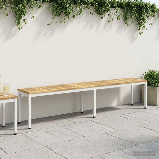 Havebænk 201 x 35 x 45 cm Massivt Akacietræ Hvid Rektangulær