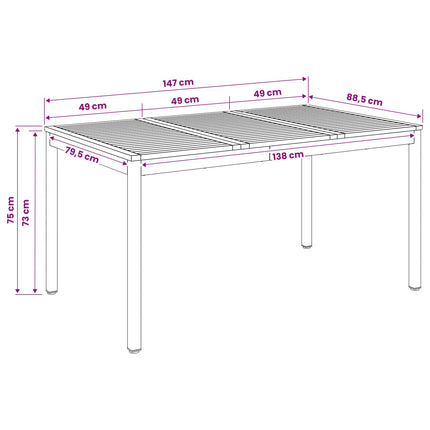 Havemiddagstabel Hvid og sort 147 x 88,5 x 75 cm