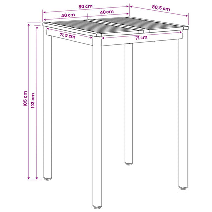 Have Bar Bord Hvid 80 x 80,5 x 105 cm Massivt Akacietræ