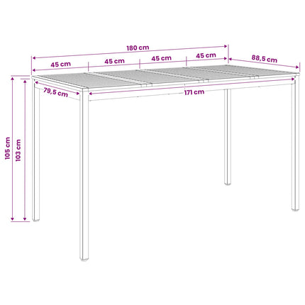 Have Bar Bord Hvid 180 x 88,5 x 105 cm Massivt Akacietræ