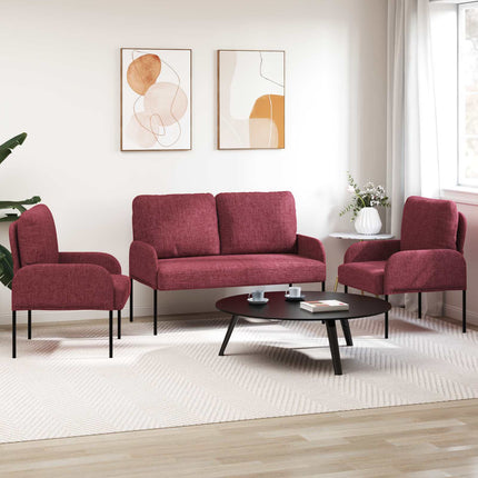 Sofasæt med pude 3 pcs Vinrød 115 x 56 x 80 cm Krydsfinér