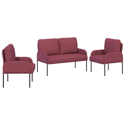 Sofasæt med pude 3 pcs Vinrød 115 x 56 x 80 cm Krydsfinér