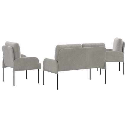 Sofasæt med pude 3 pcs Lysegrå 115 x 56 x 80 cm Krydsfinér