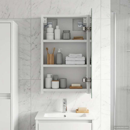 Badeværelsesspejlskab Hvid 30 x 10,5 x 50 cm Konstrueret træ