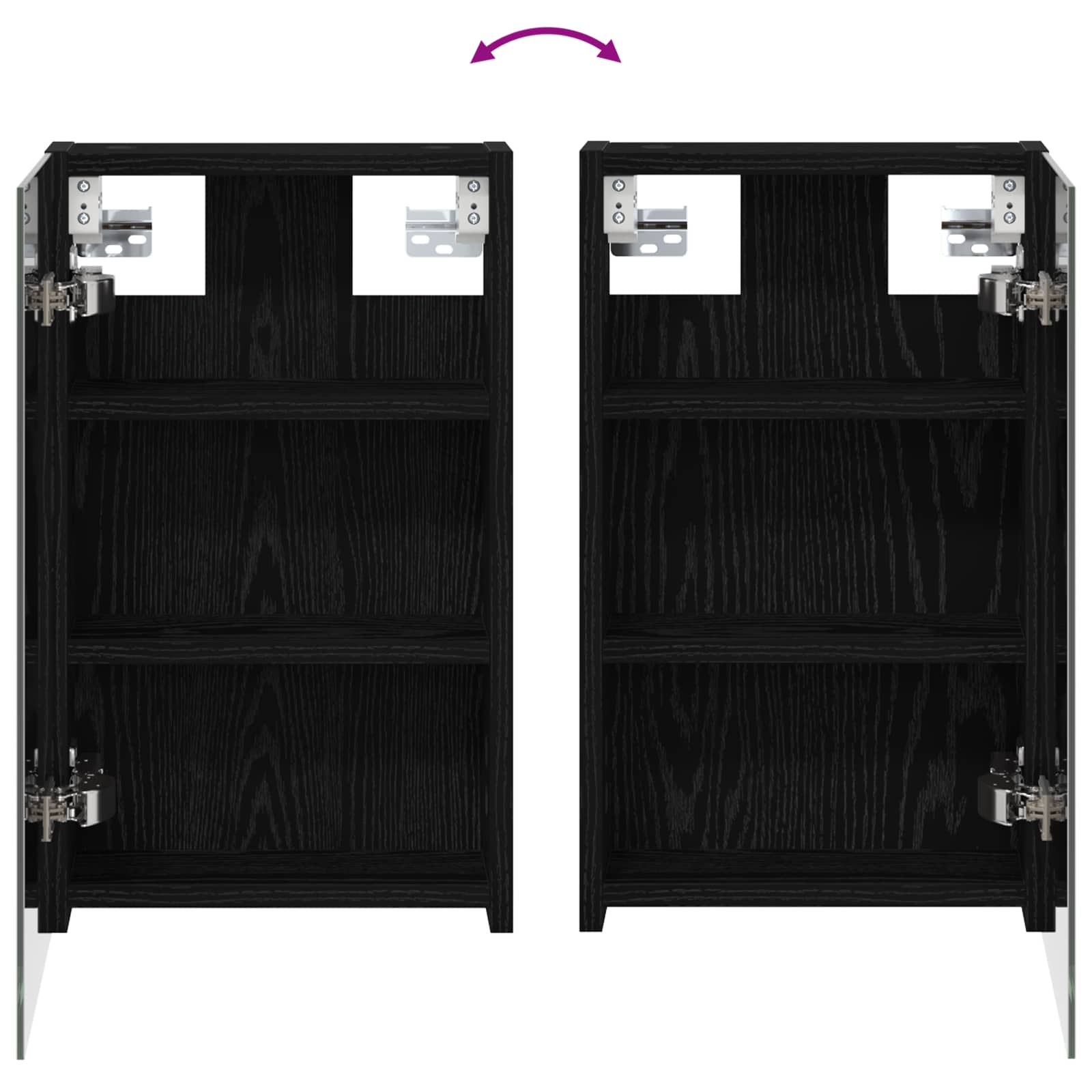 Badeværelsesspejlskab Sort eg 30 x 10,5 x 50 cm Konstrueret træ