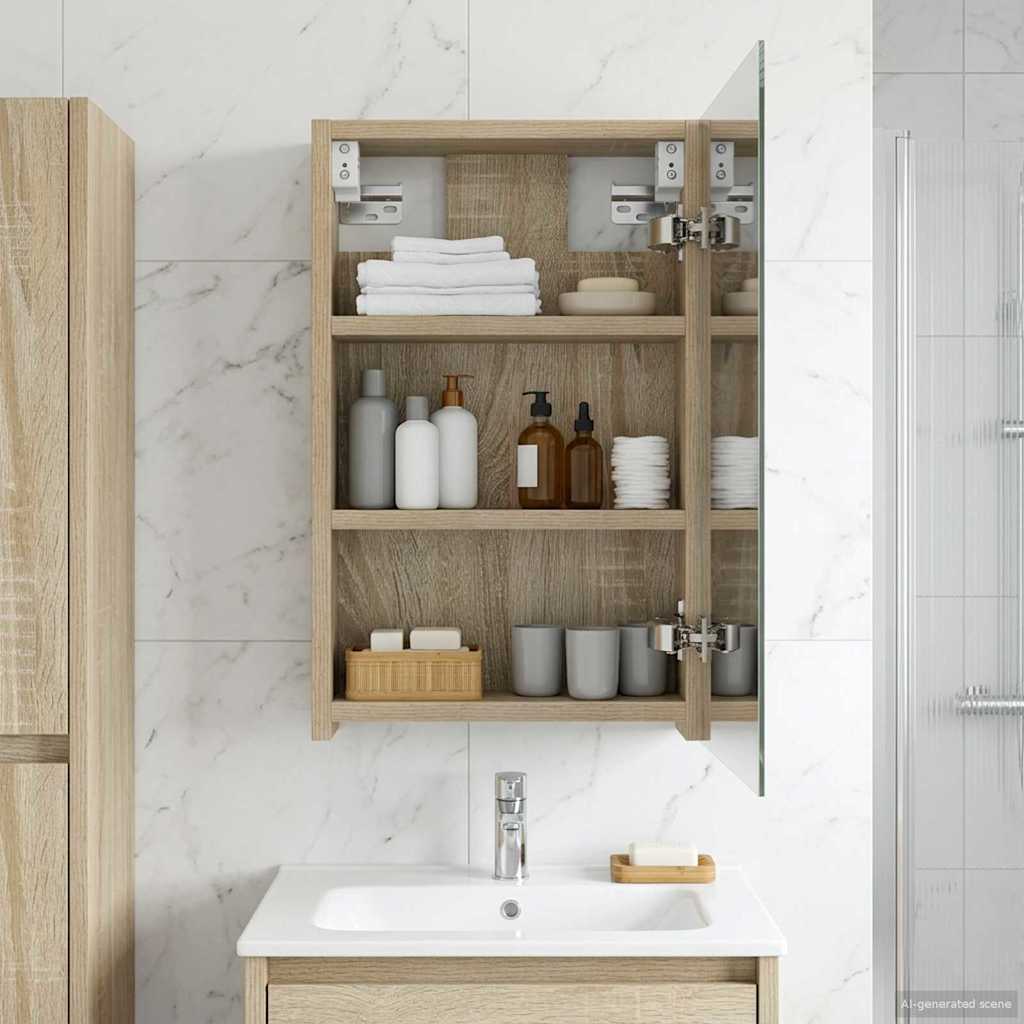 Badeværelsesspejlskab med hylde Sonoma eg 30 x 10,5 x 50 cm