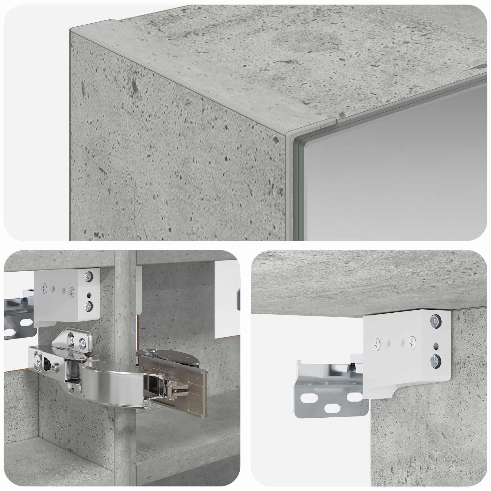 Badeværelsesspejlskab med hylde Beton Grå 30 x 10,5 x 50 cm