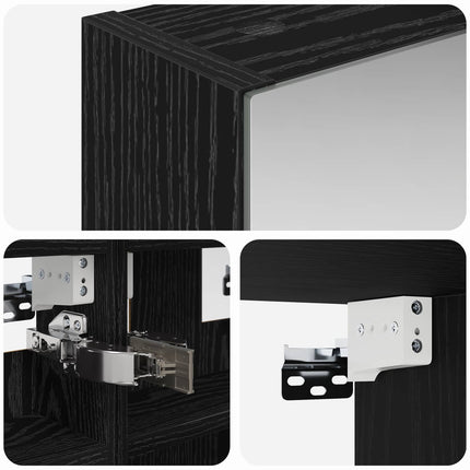 Badeværelsesspejlskab Sort eg 30 x 10,5 x 50 cm Konstrueret træ