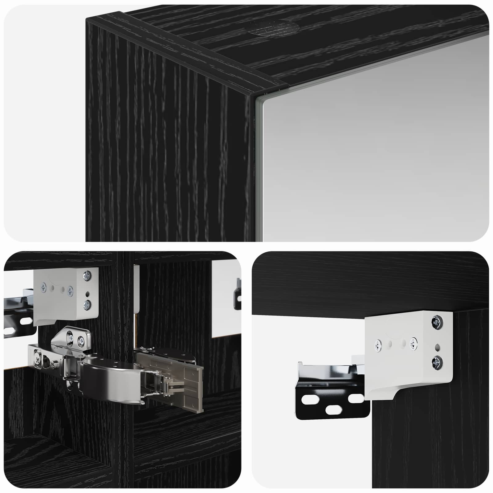 Badeværelsesspejlskab Sort eg 30 x 10,5 x 50 cm Konstrueret træ