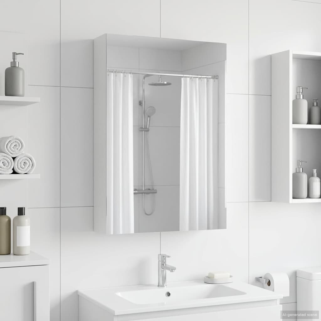 Badeværelsesspejlskab Konstrueret Træ - Hvid / 40 x 10,5 x 60,5 cm / uden LED