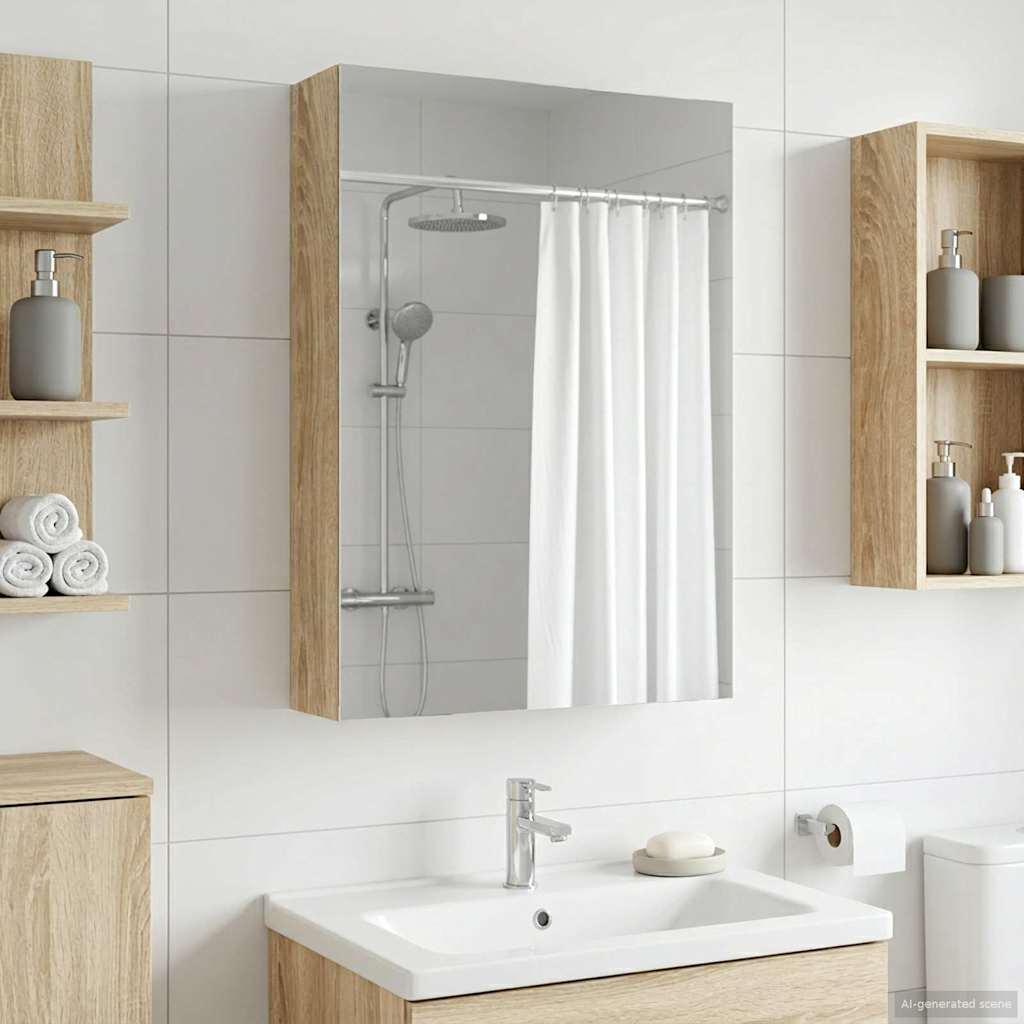 Badeværelsesspejlskab med hylde Sonoma eg 40 x 10,5 x 60,5 cm