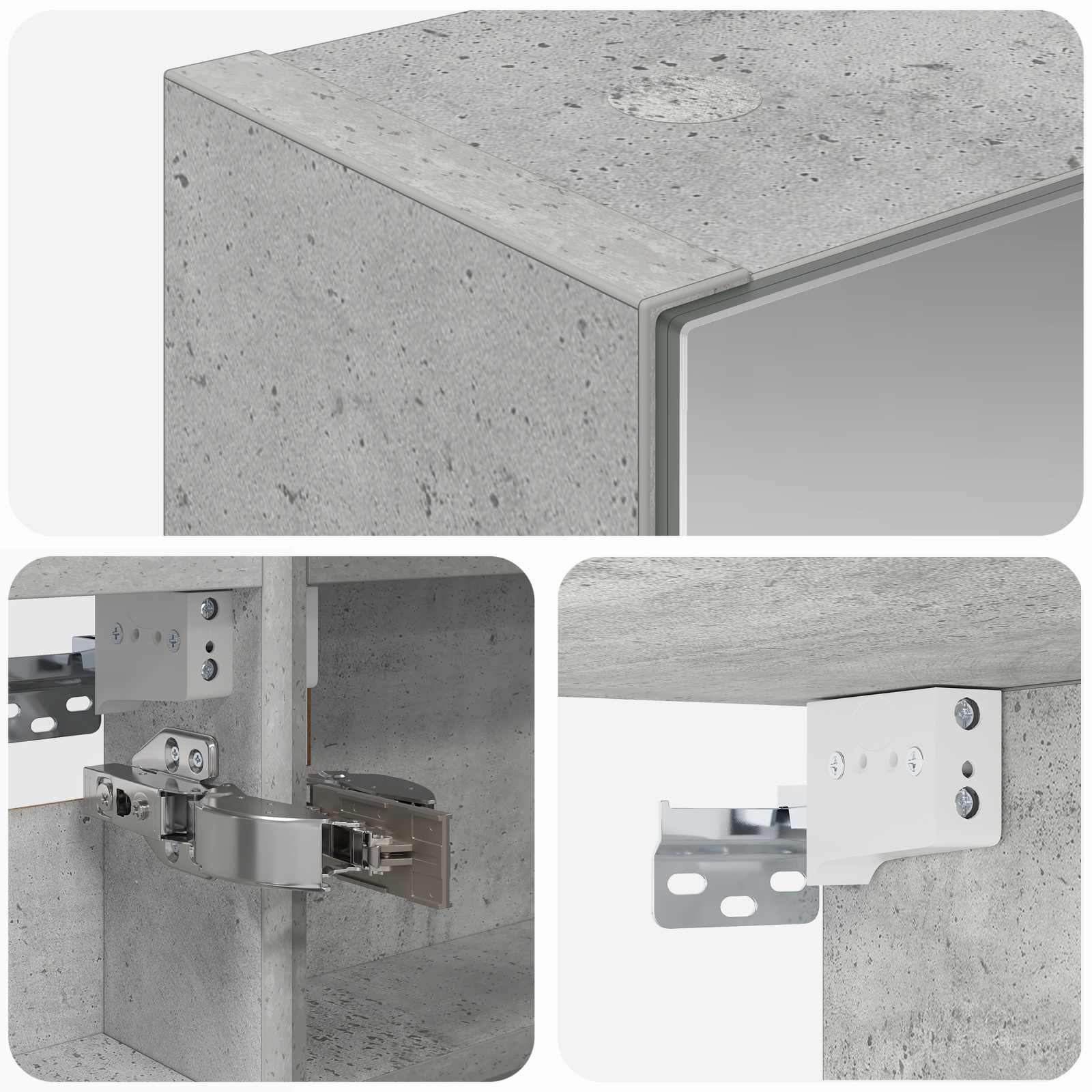 Badeværelsesspejlskab med hylde Beton Grå 40 x 10,5 x 60,5 cm