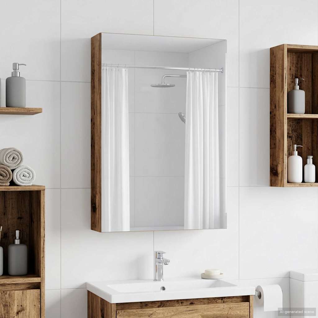 Badeværelsesspejlskab med hylde Gammelt træ 40 x 10,5 x 60,5 cm