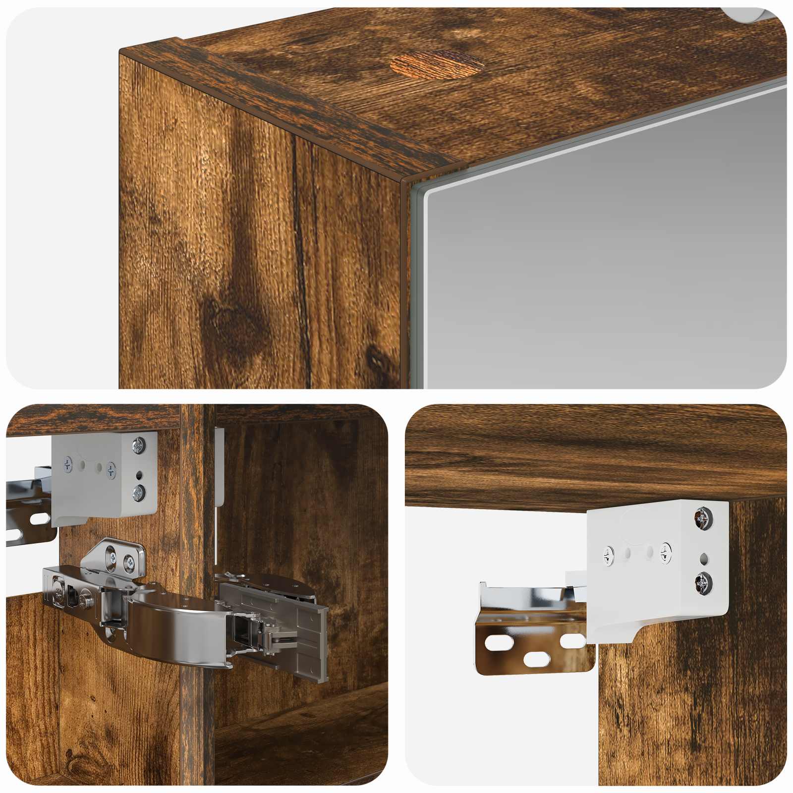 Badeværelsesspejlskab med hylde Røget eg 40 x 10,5 x 60,5 cm
