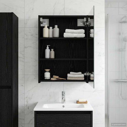 Badeværelsesspejlskab Sort eg 50 x 14,5 x 70 cm Konstrueret træ