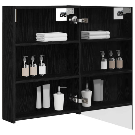 Badeværelsesspejlskab Sort eg 50 x 14,5 x 70 cm Konstrueret træ
