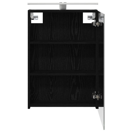 Badeværelsesspejlskab Sort eg 50 x 14,5 x 70 cm Konstrueret træ