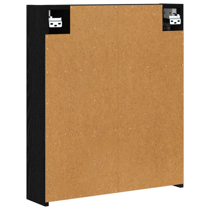 Badeværelsesspejlskab Sort eg 60 x 14,5 x 70 cm Konstrueret træ