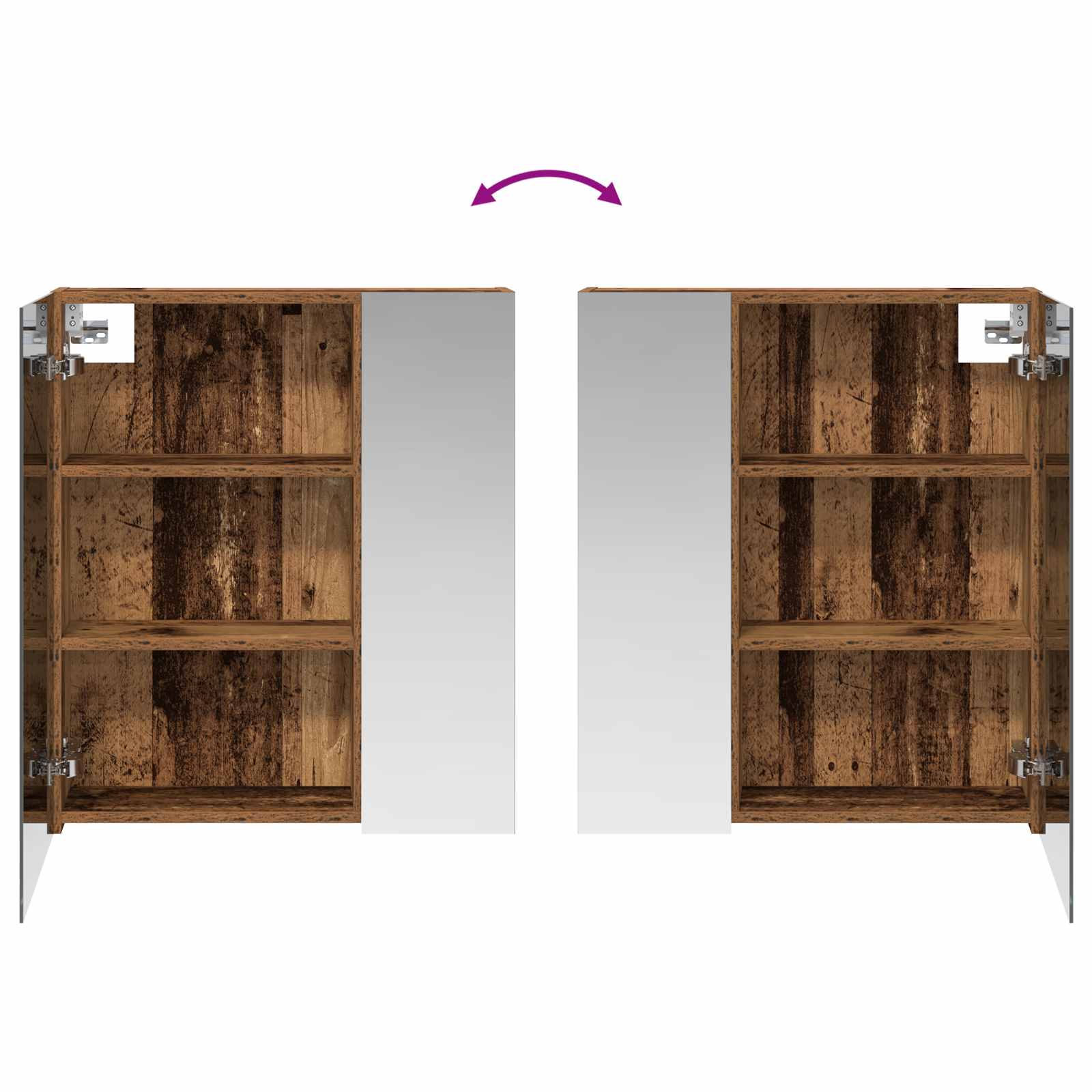 Badeværelsesspejlskab med hylde Gammelt træ 60 x 14,5 x 70 cm