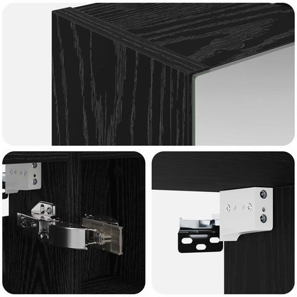 Badeværelsesspejlskab Sort eg 60 x 14,5 x 70 cm Konstrueret træ