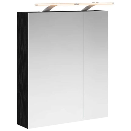 Badeværelsesspejlskab Sort eg 60 x 14,5 x 70 cm Konstrueret træ