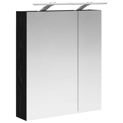 Badeværelsesspejlskab Sort eg 60 x 14,5 x 70 cm Konstrueret træ