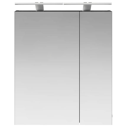 Badeværelsesspejlskab Sort eg 60 x 14,5 x 70 cm Konstrueret træ