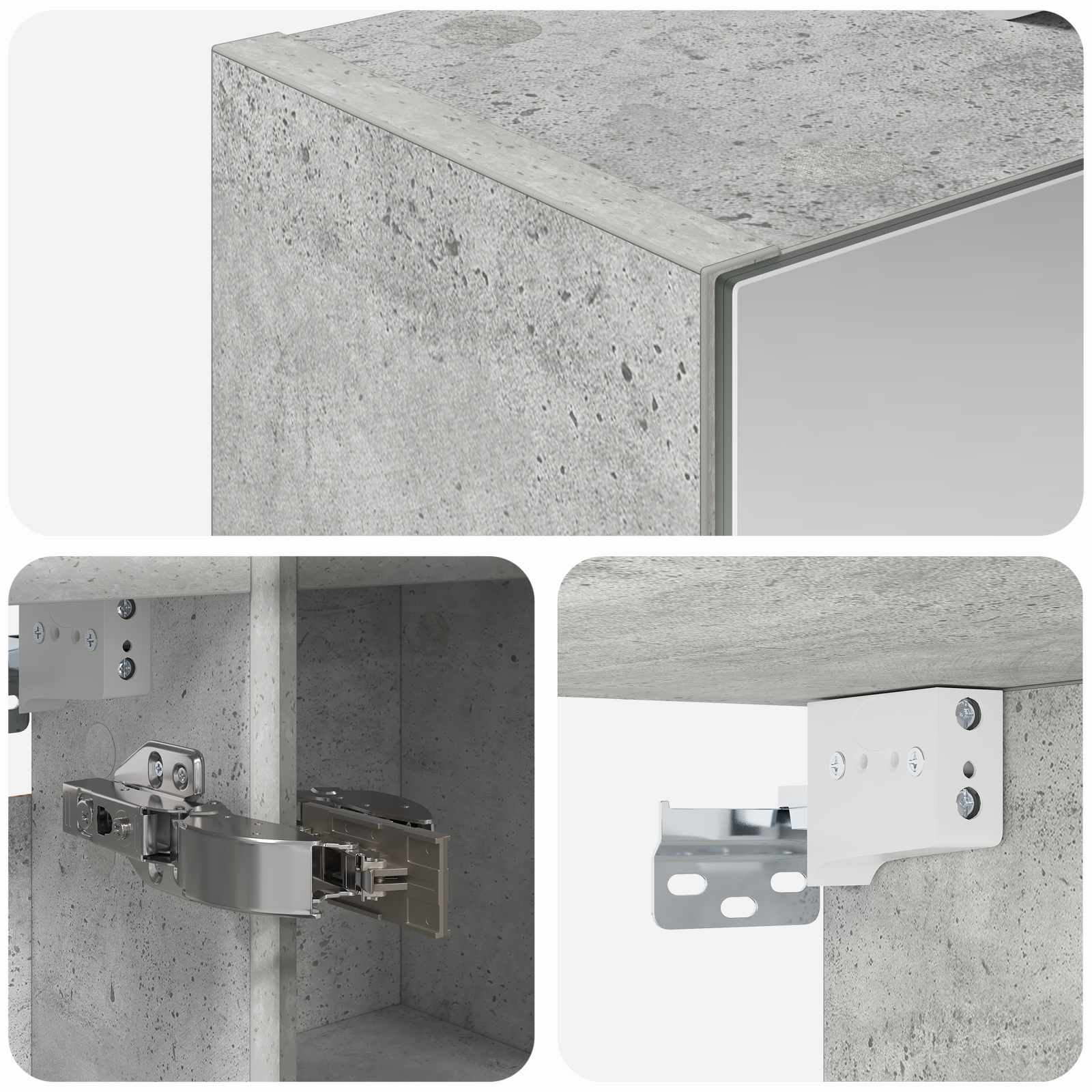 Badeværelsesspejlskab med hylde Beton Grå 60 x 14,5 x 70 cm