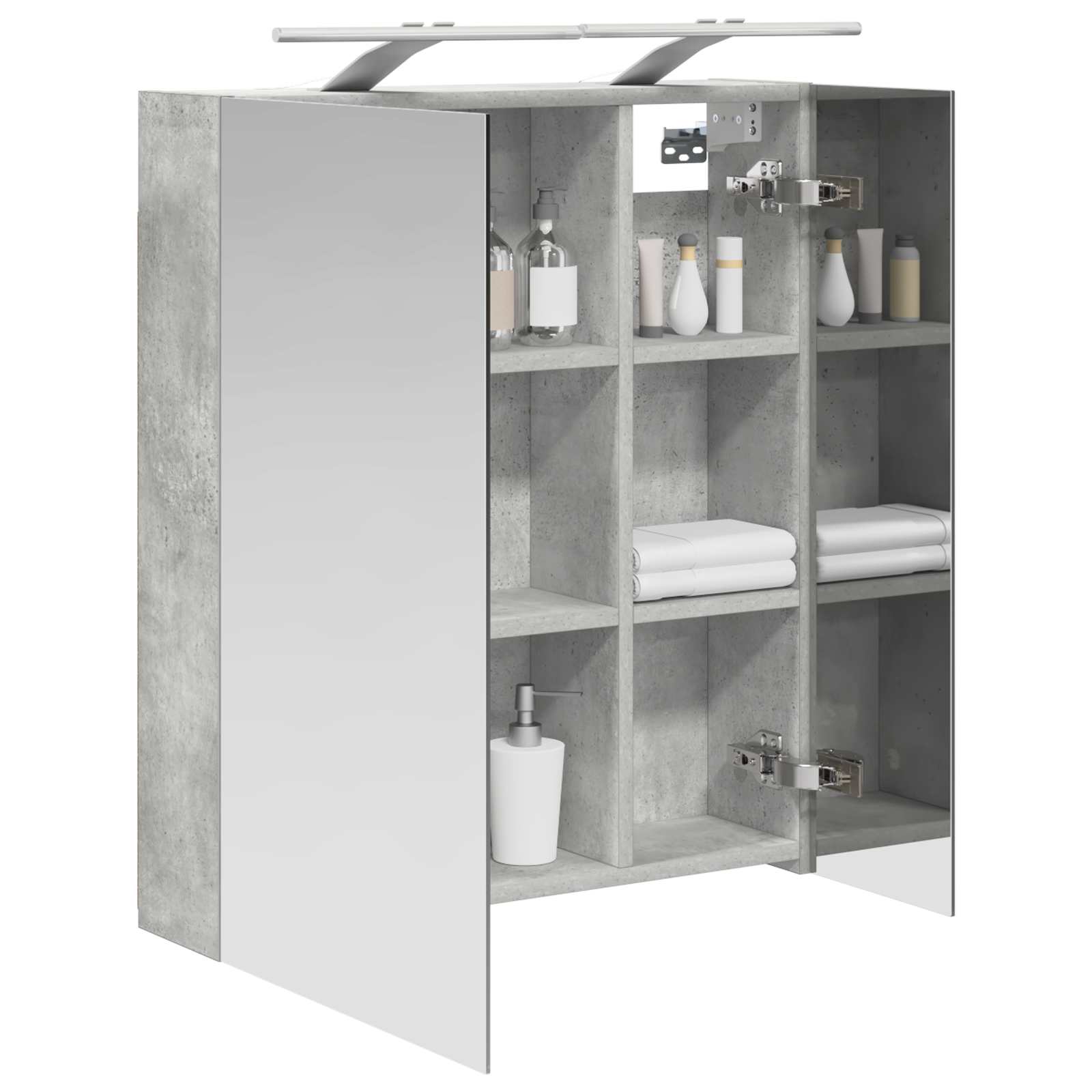Badeværelsesspejlskab med hylde Beton Grå 60 x 14,5 x 70 cm