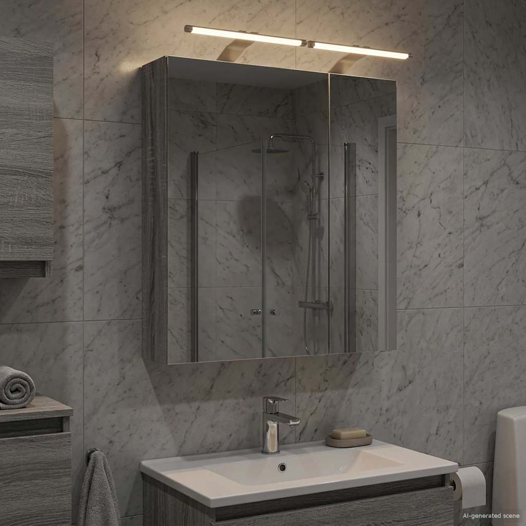 Badeværelsesspejlskab med hylde Grå Sonoma 60 x 14,5 x 70 cm